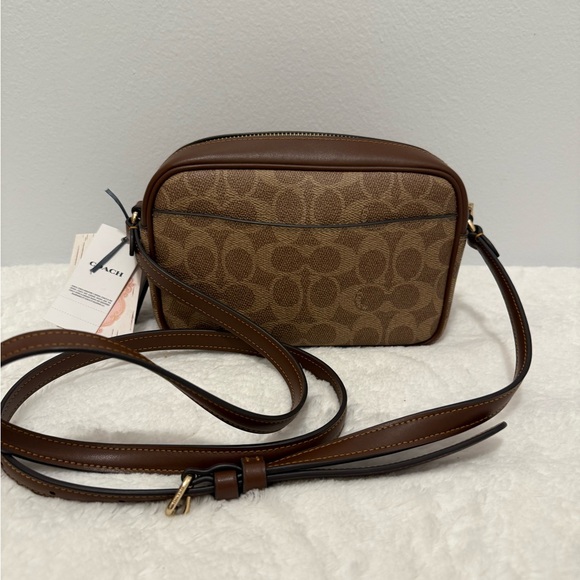 Coach Mini Jamie Camera Signature Canvas Brown Crossbody Bag NWT - Picture 3 of 5